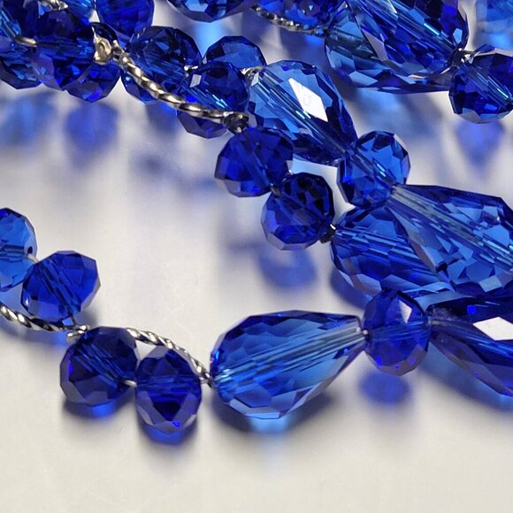 Cobalt Blue Dazzling Bead Long Necklace - Picture 4 of 8